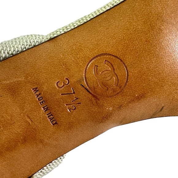 CHANEL Beige Fabric Slingback Strappy Sandals Made in Italy Marked as 37.5-7.5US - Picture 11 of 12